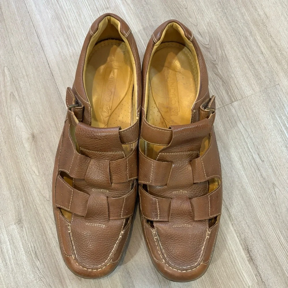 Sandro Comfort Soft Gel Casual Shoes #100035 Brown Leather Mens Size 12 D Sandal